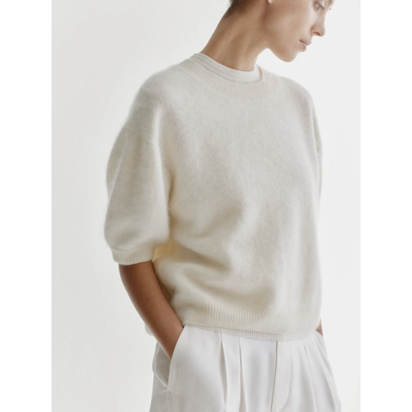 Lisa Yang Juniper Sweater in Cream Brushed