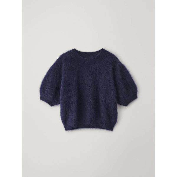 Lisa Yang Juniper Sweater in Navy Brushed | Cashmere Sweaters | Coveti