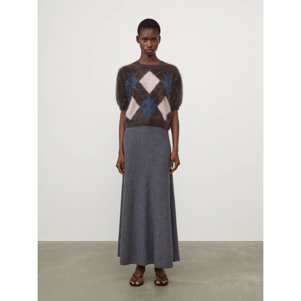 Lisa Yang Juniper Sweater in Wood Argyle Brushed