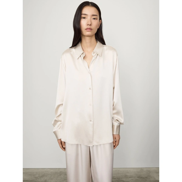 Lisa Yang Long Sleeved Button-Up Shirt in Champagne