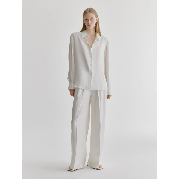 Lisa Yang Long Sleeved Button-Up Shirt in Meringue