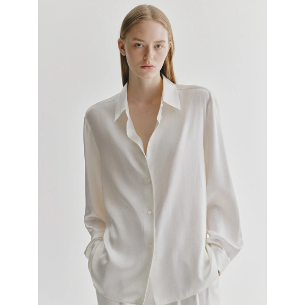 Lisa Yang Long Sleeved Button-Up Shirt in Meringue