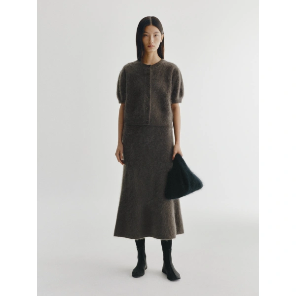 Lisa Yang Lucianne Cardigan in Dark Fern Brushed