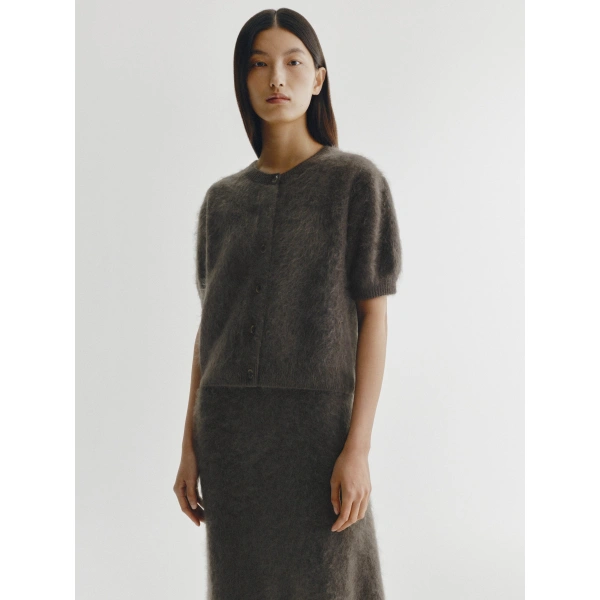 Lisa Yang Lucianne Cardigan in Dark Fern Brushed