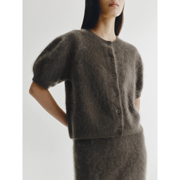 Lisa Yang Lucianne Cardigan in Dark Fern Brushed