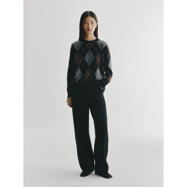 Lisa Yang Margy Sweater in Black and Graphite and Wood