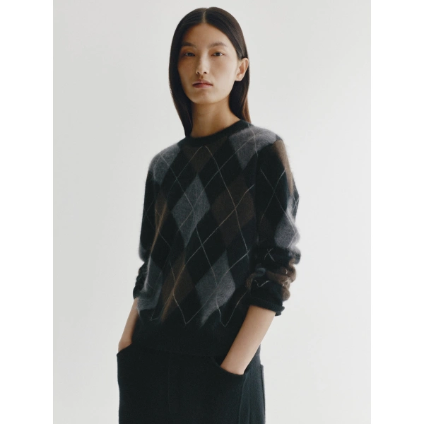 Lisa Yang Margy Sweater in Black and Graphite and Wood