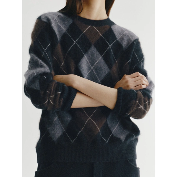 Lisa Yang Margy Sweater in Black and Graphite and Wood