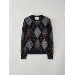 Lisa Yang Margy Sweater in Black and Graphite and Wood | Cashmere Sweaters | Coveti