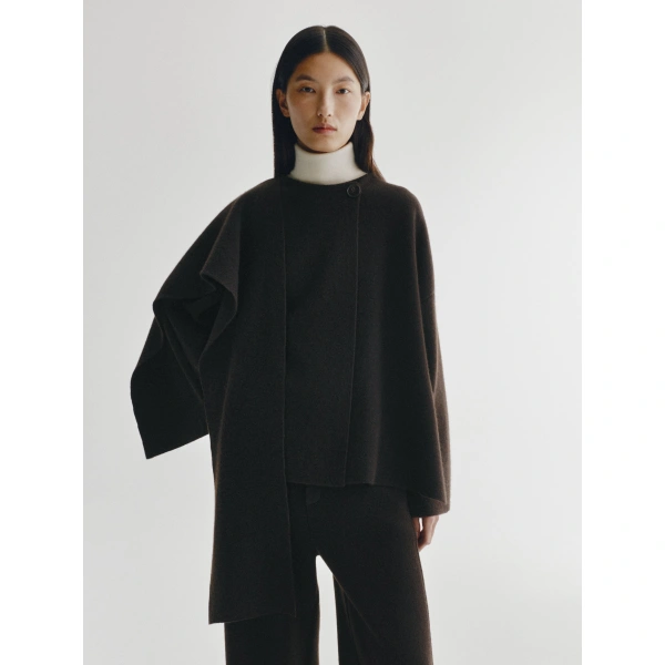 Lisa Yang Nessa Wrap Cardigan Jacket in Dark Oak