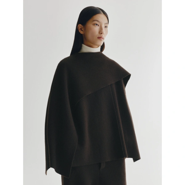 Lisa Yang Nessa Wrap Cardigan Jacket in Dark Oak
