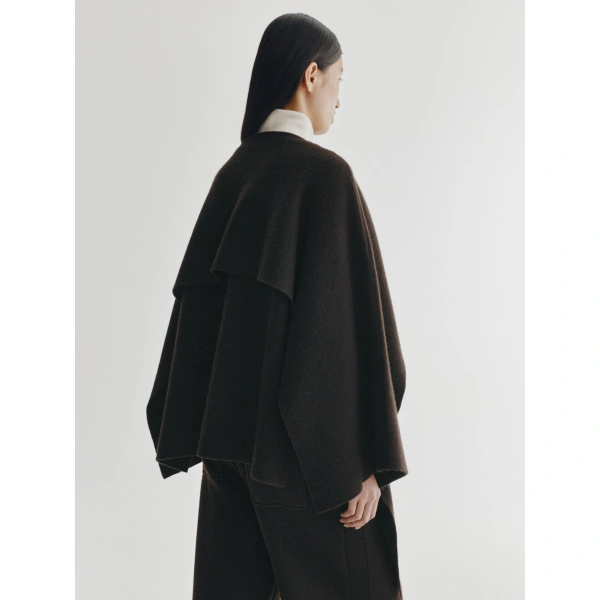 Lisa Yang Nessa Wrap Cardigan Jacket in Dark Oak