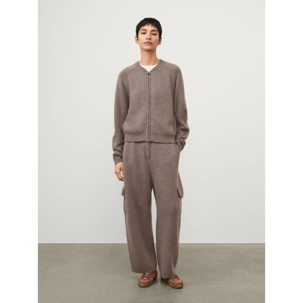 Lisa Yang Nessie Zip Cardigan Jacket in Truffle