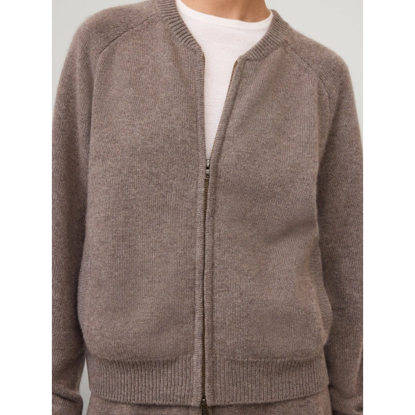 Lisa Yang Nessie Zip Cardigan Jacket in Truffle