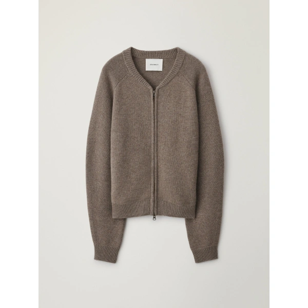 Nessie Zip Cardigan Jacket in Truffle