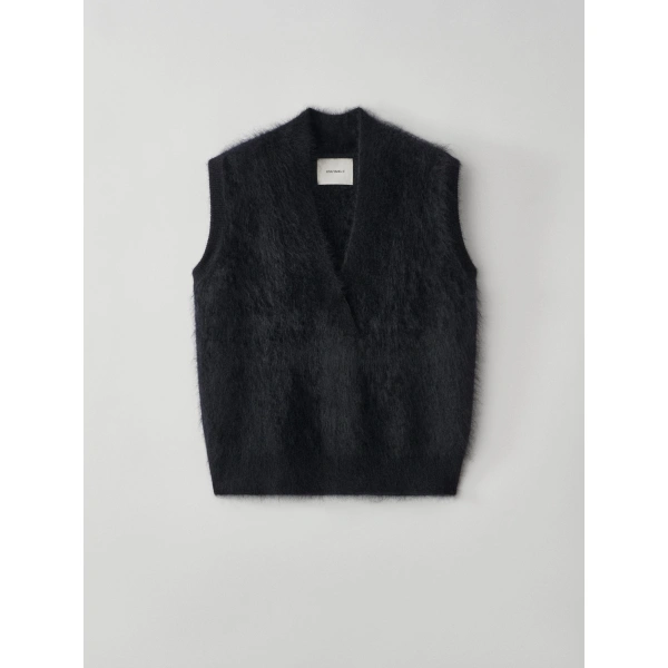 Lisa Yang Norell Top in Black Brushed | Sleeveless & Tank Tops | Coveti