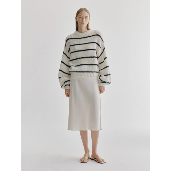 Lisa Yang Sabelle Stripes Sweater in Cream and Black and Navy Stripes