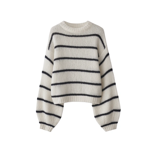 Sabelle Stripes Sweater in Cream and Black and Navy Stripes