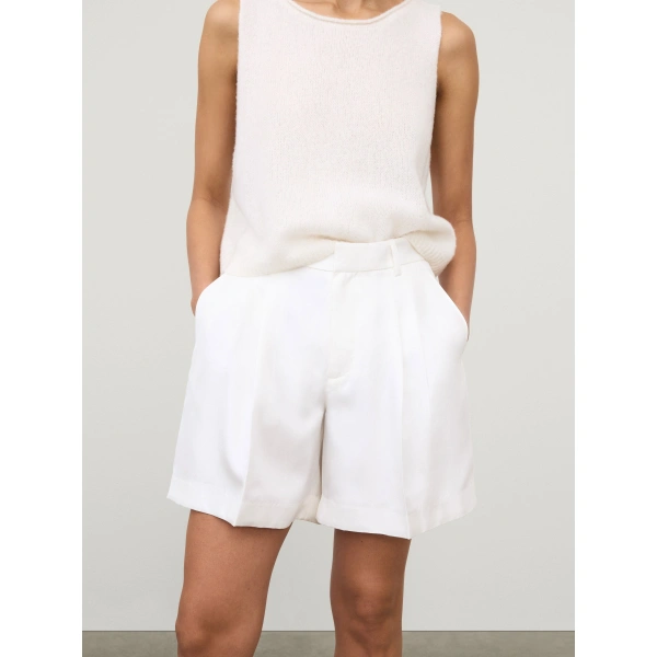 Lisa Yang Tailored Wide Leg Shorts in Meringue