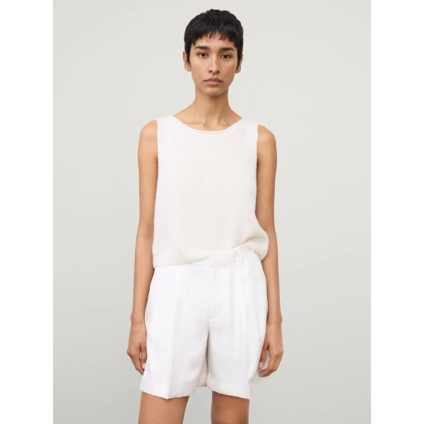 Lisa Yang Tailored Wide Leg Shorts in Meringue