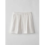 Lisa Yang Tailored Wide Leg Shorts in Meringue | Shorts | Coveti
