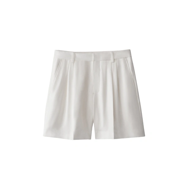 Tailored Wide Leg Shorts in Meringue