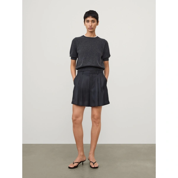 Lisa Yang Tailored Wide Leg Shorts in Midnight