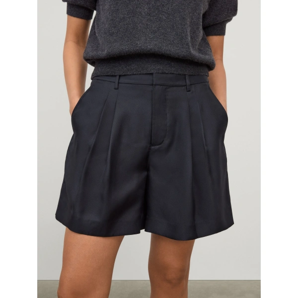 Lisa Yang Tailored Wide Leg Shorts in Midnight