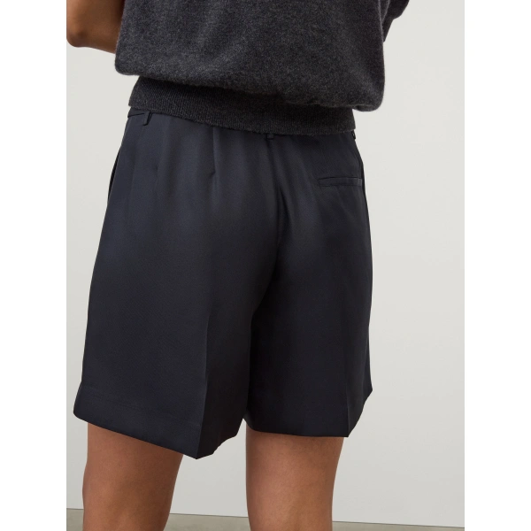 Lisa Yang Tailored Wide Leg Shorts in Midnight