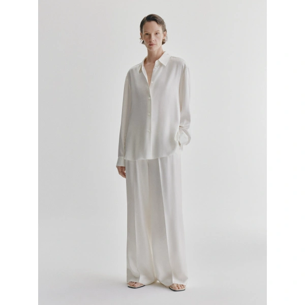 Lisa Yang Tailored Wide Leg Trousers in Meringue