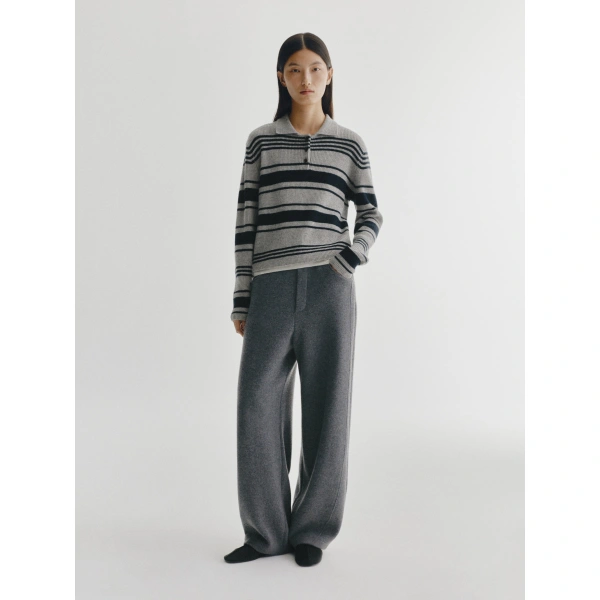 Lisa Yang Tinna Stripes Sweater in Sanderling and Deep Navy