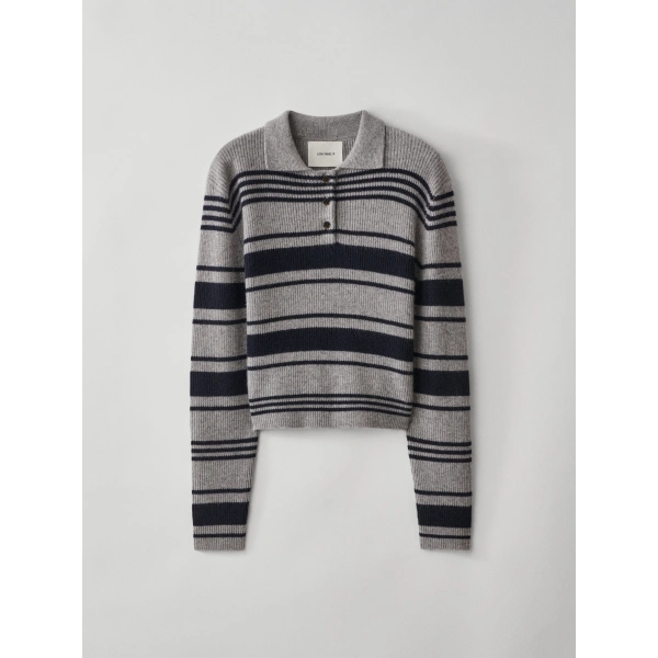Tinna Stripes Sweater in Sanderling and Deep Navy