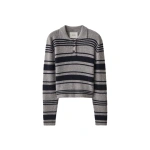 Lisa Yang Tinna Stripes Sweater in Sanderling and Deep Navy | Cashmere Sweaters | Coveti