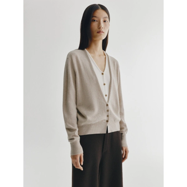 Lisa Yang Vani Cardigan in Sand and Cream