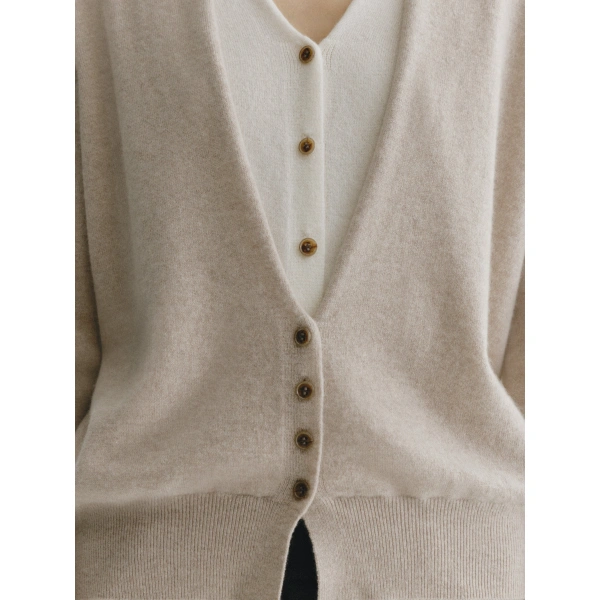 Lisa Yang Vani Cardigan in Sand and Cream