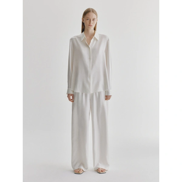 Lisa Yang Wide Leg Trousers in Meringue