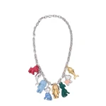 Loewe Animals Charm Necklace in Enamel, Silver and Multicolour | Jewelry | Coveti