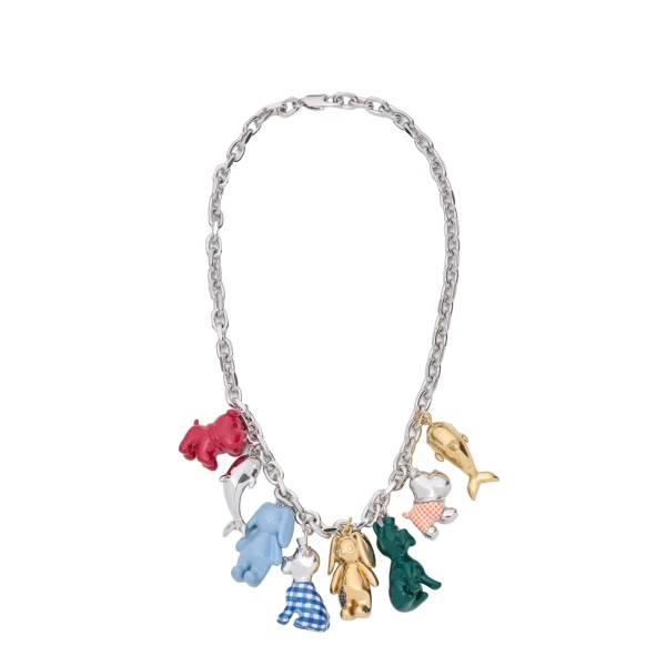 Animals Charm Necklace in Enamel, Silver and Multicolour