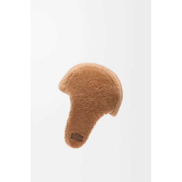 Aviator Hat in Shearling, Brown - Image 4