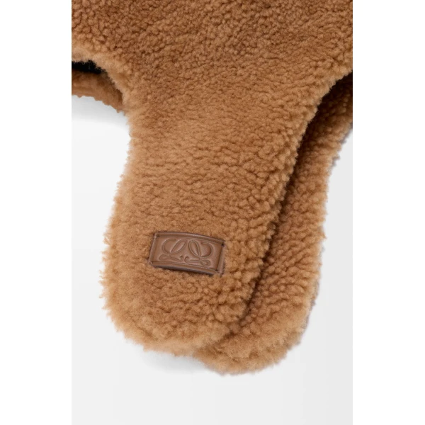 Aviator Hat in Shearling, Brown - Image 5
