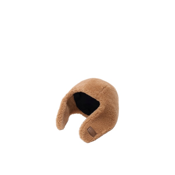 Loewe Aviator Hat in Shearling, Brown | Accessories | Coveti
