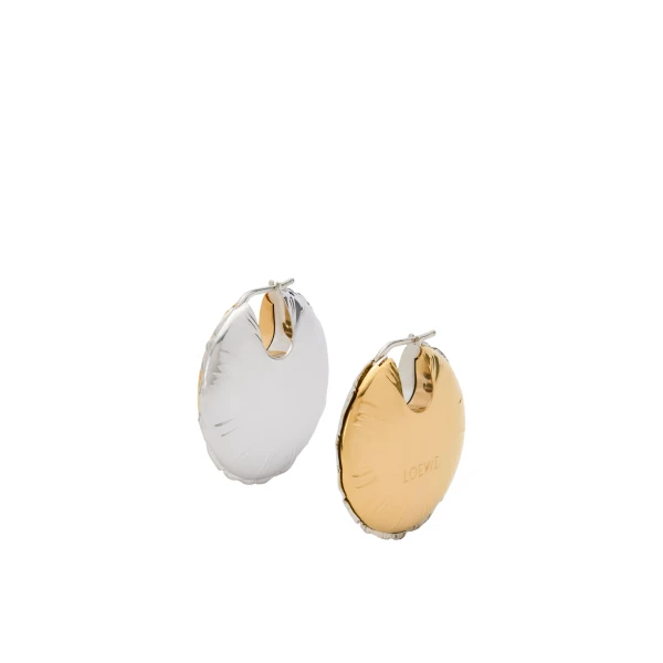 Blown Inflated Balloon Earrings, Silver and Gold