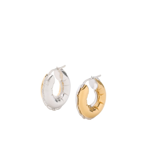 Loewe Blown Inflated Hoop Earrings, Silver and Gold | Jewelry | Coveti