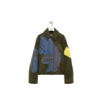 Loewe Bomber Jacket in Shearling, Khaki Green and Multicolour | Jackets | Coveti