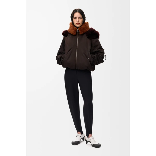Bomber Jacket in Technical Shell, Brown - Image 2