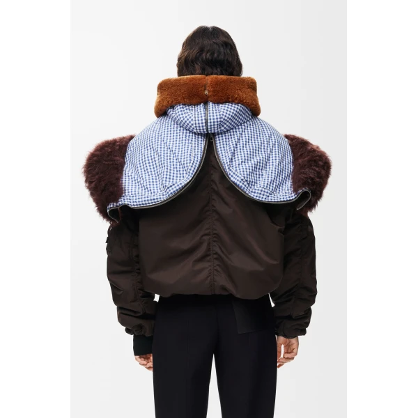Bomber Jacket in Technical Shell, Brown - Image 4