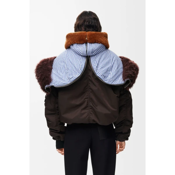 Bomber Jacket in Technical Shell, Brown - Image 4