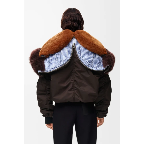 Bomber Jacket in Technical Shell, Brown - Image 5