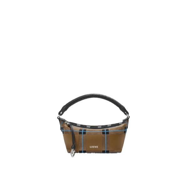 Cala Mini Bag in Check Intarsio, Brownish Green and Multicolour