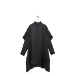 Loewe Cape Dress in Silk, Black | Dresses | Coveti